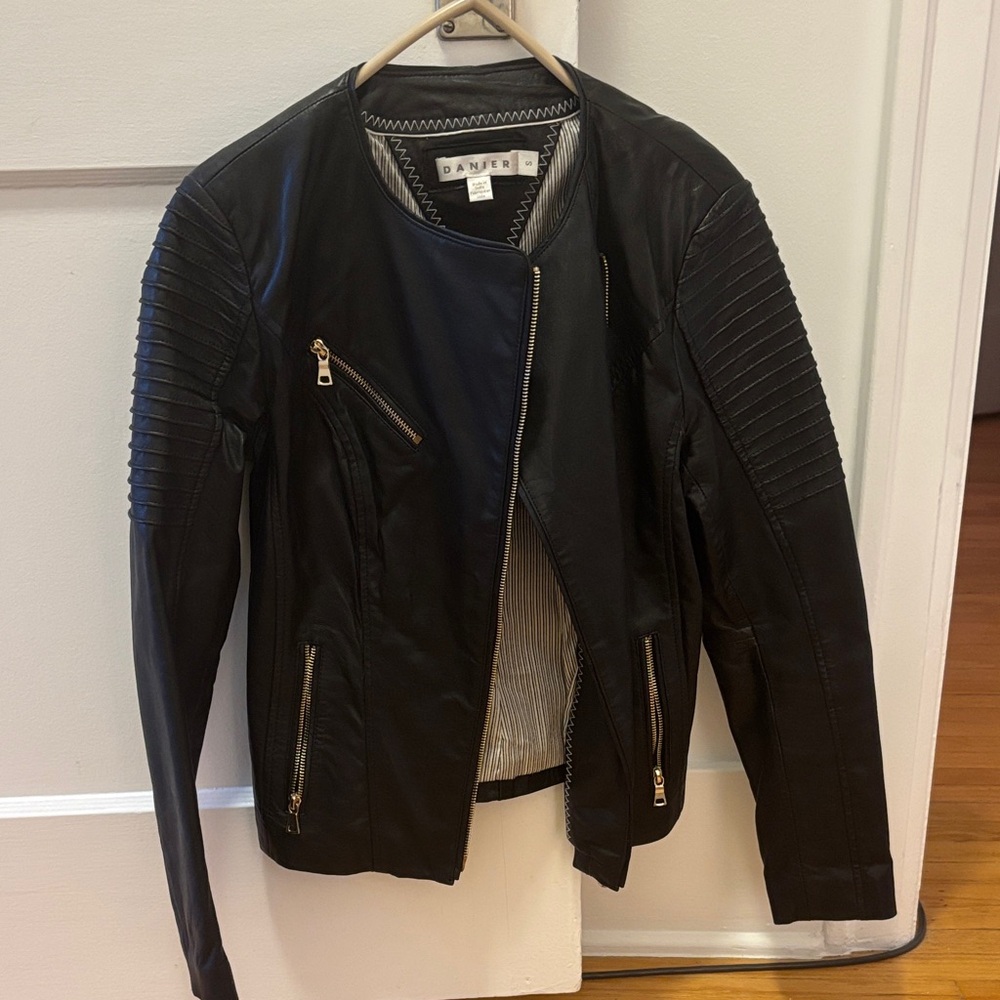 Danier Black Leather Moto Jacket